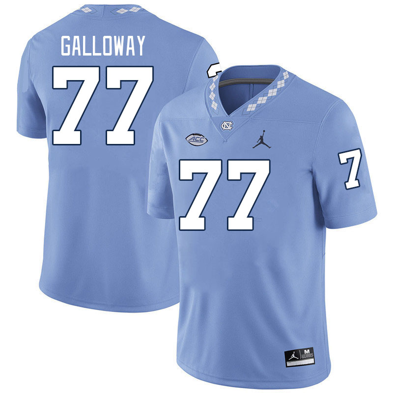 Men #77 Hayes Galloway North Carolina Tar Heels College Football Jerseys Stitched-Carolina Blue